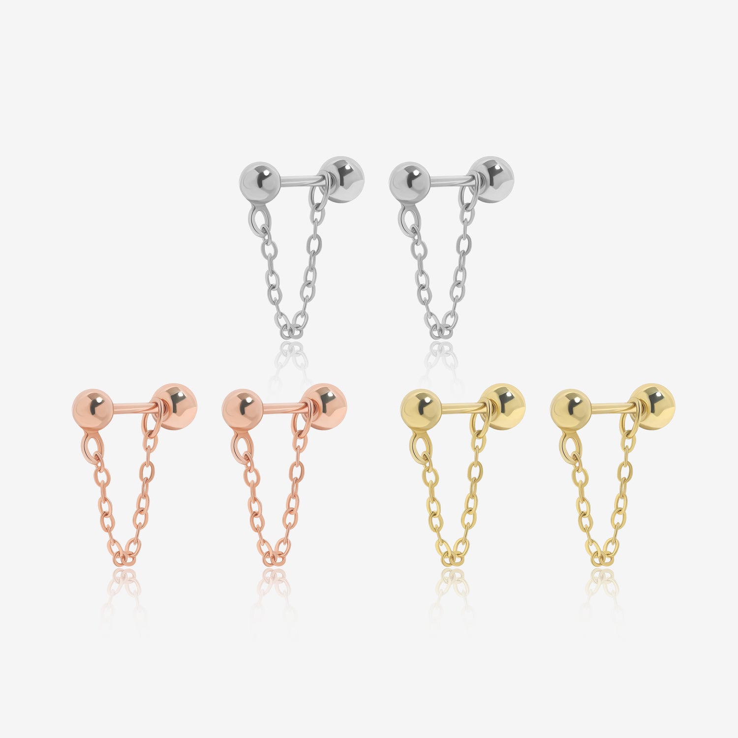Minimalist Chain Screw Back Earrings