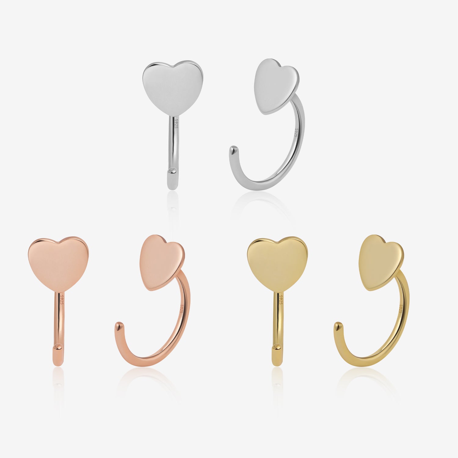 Heart Open Huggie Hoop Earrings