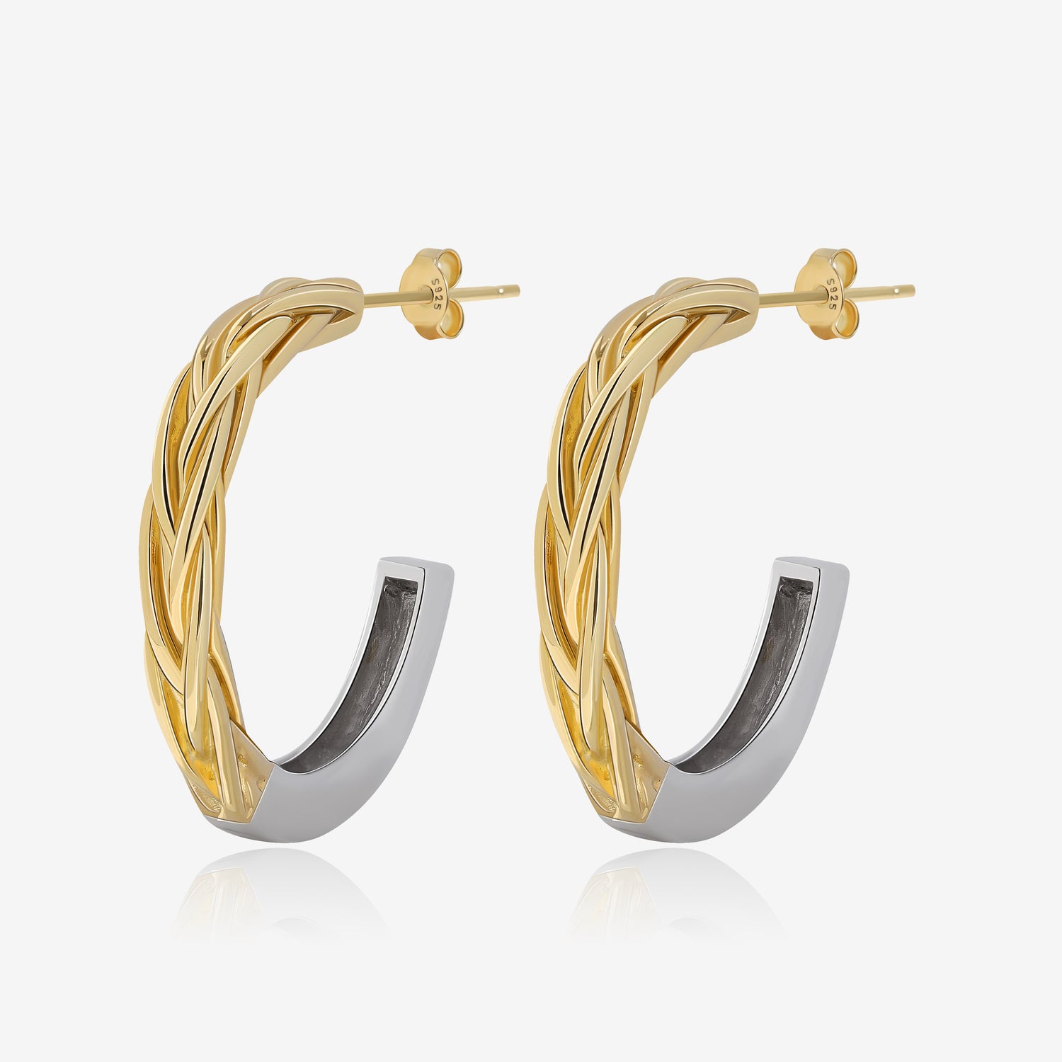 Dual-Tone Braided Hoop Earrings