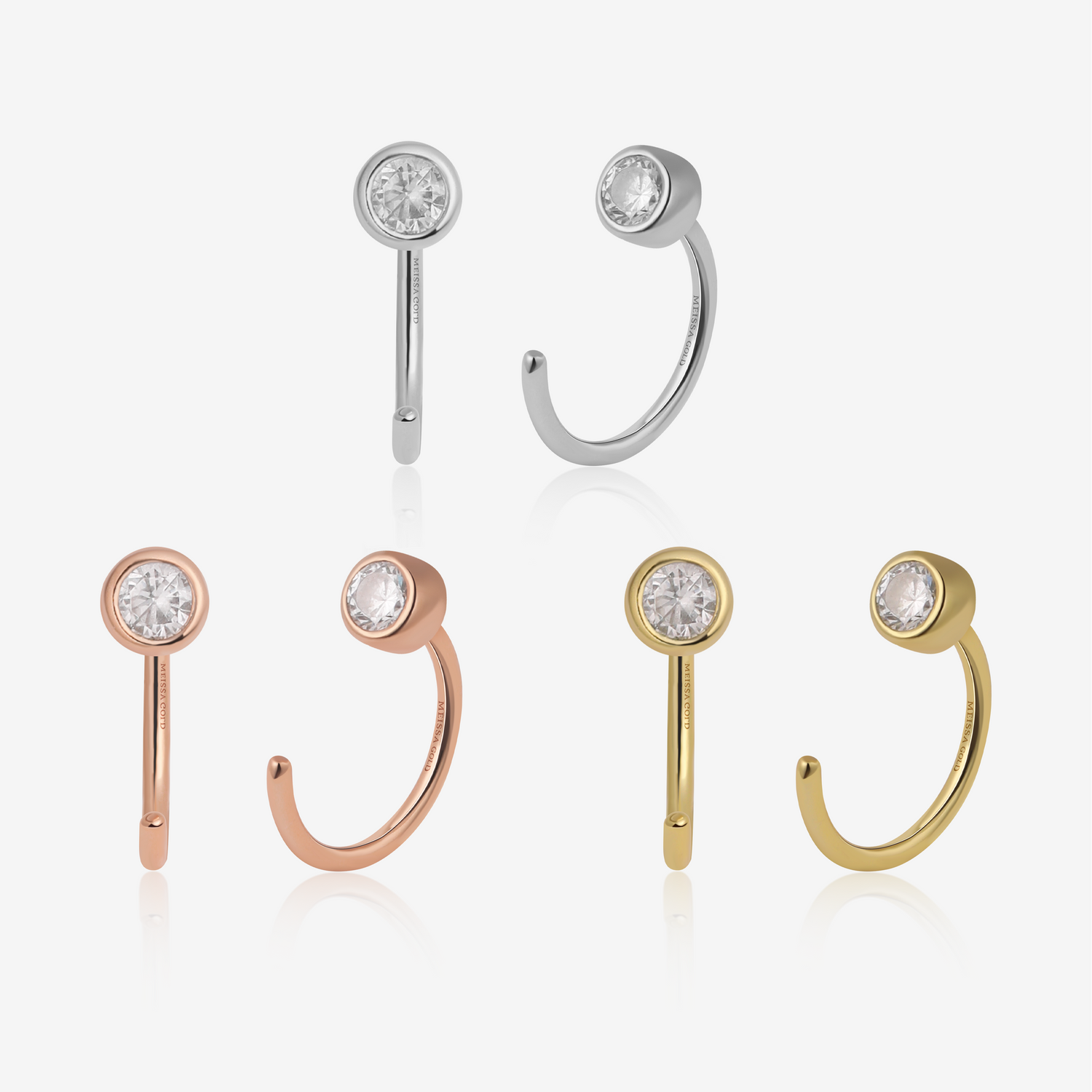 Sparkle Huggie Hoop Earrings in Solid Gold