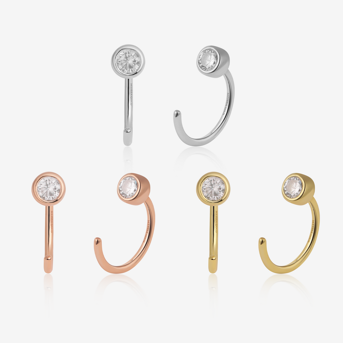 Sparkle Huggie Hoop Earrings in Solid Gold