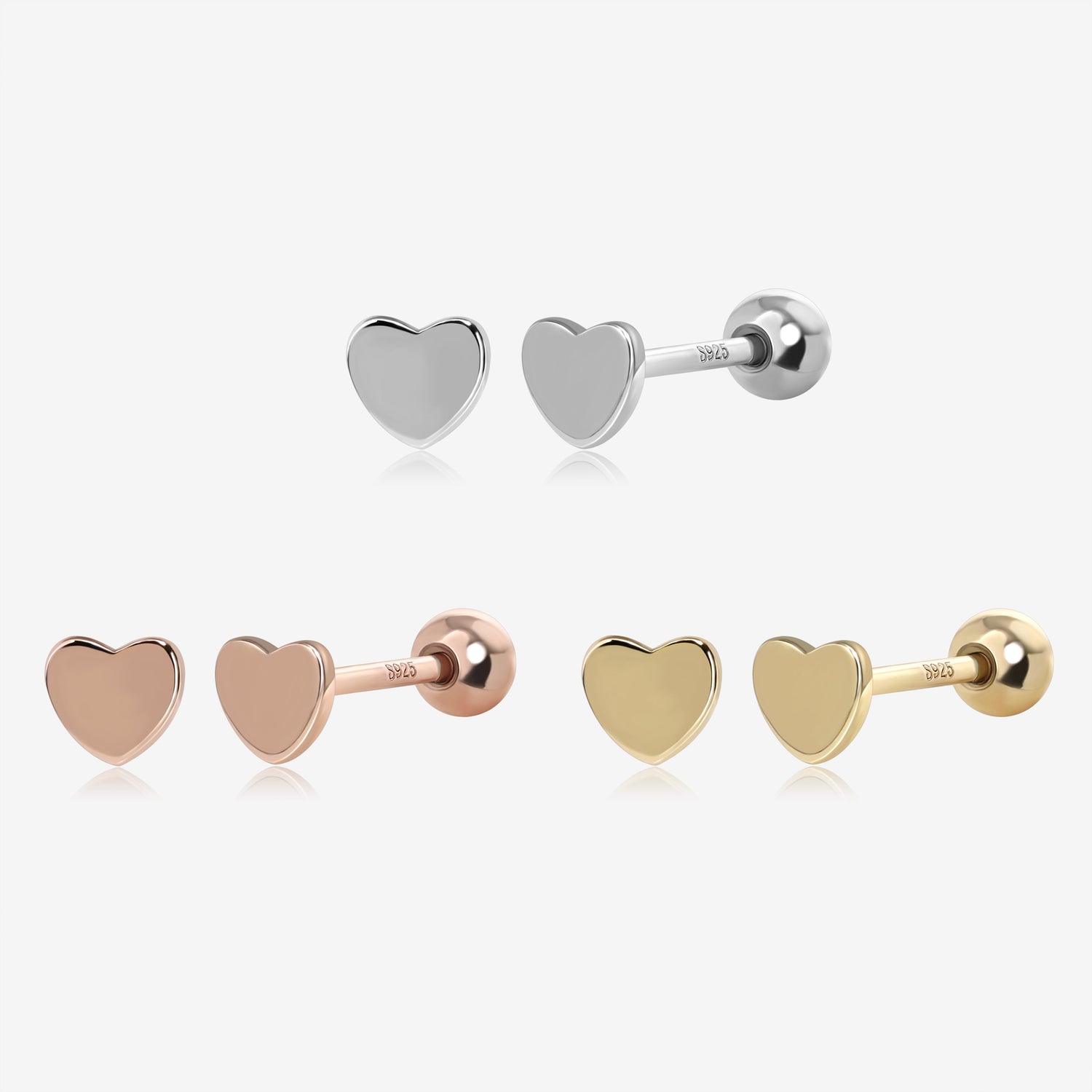Simple Heart Screw Back Earrings