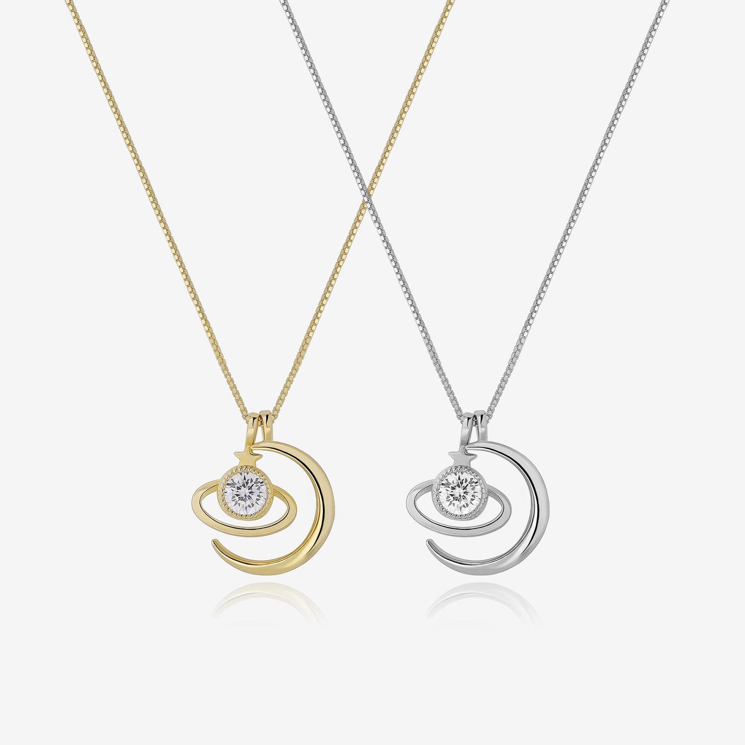 Saturn Moon Necklace