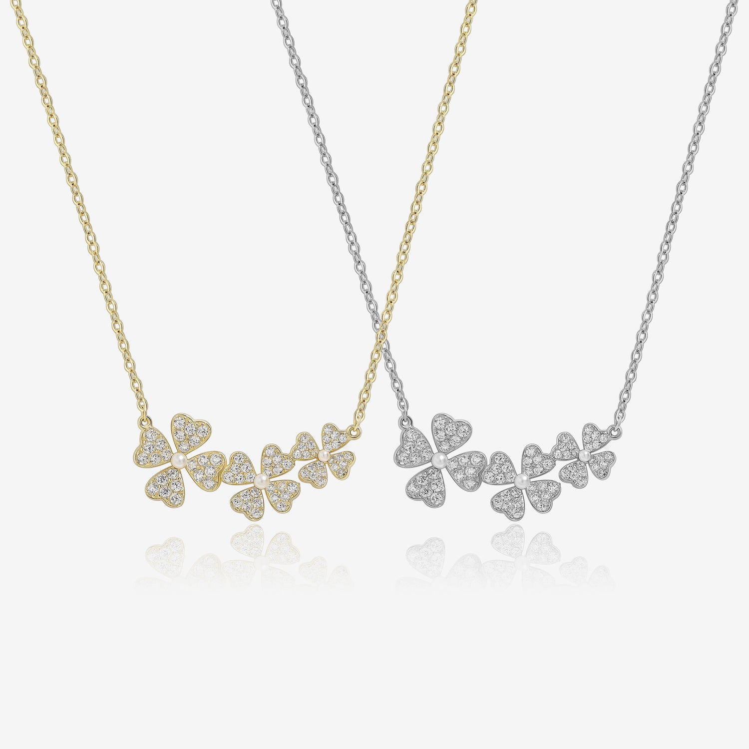 Trio Pearl Flowers Necklace