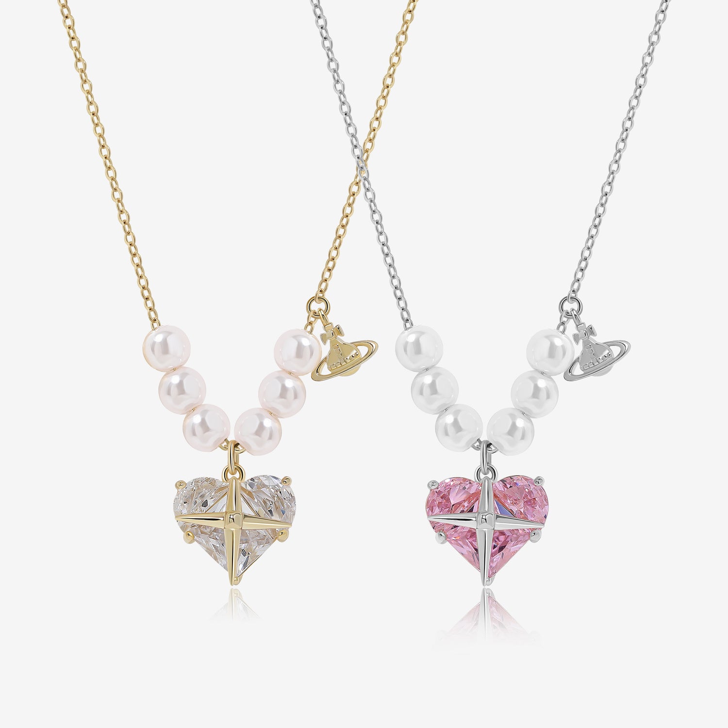 Planet Heart Pearl Necklace