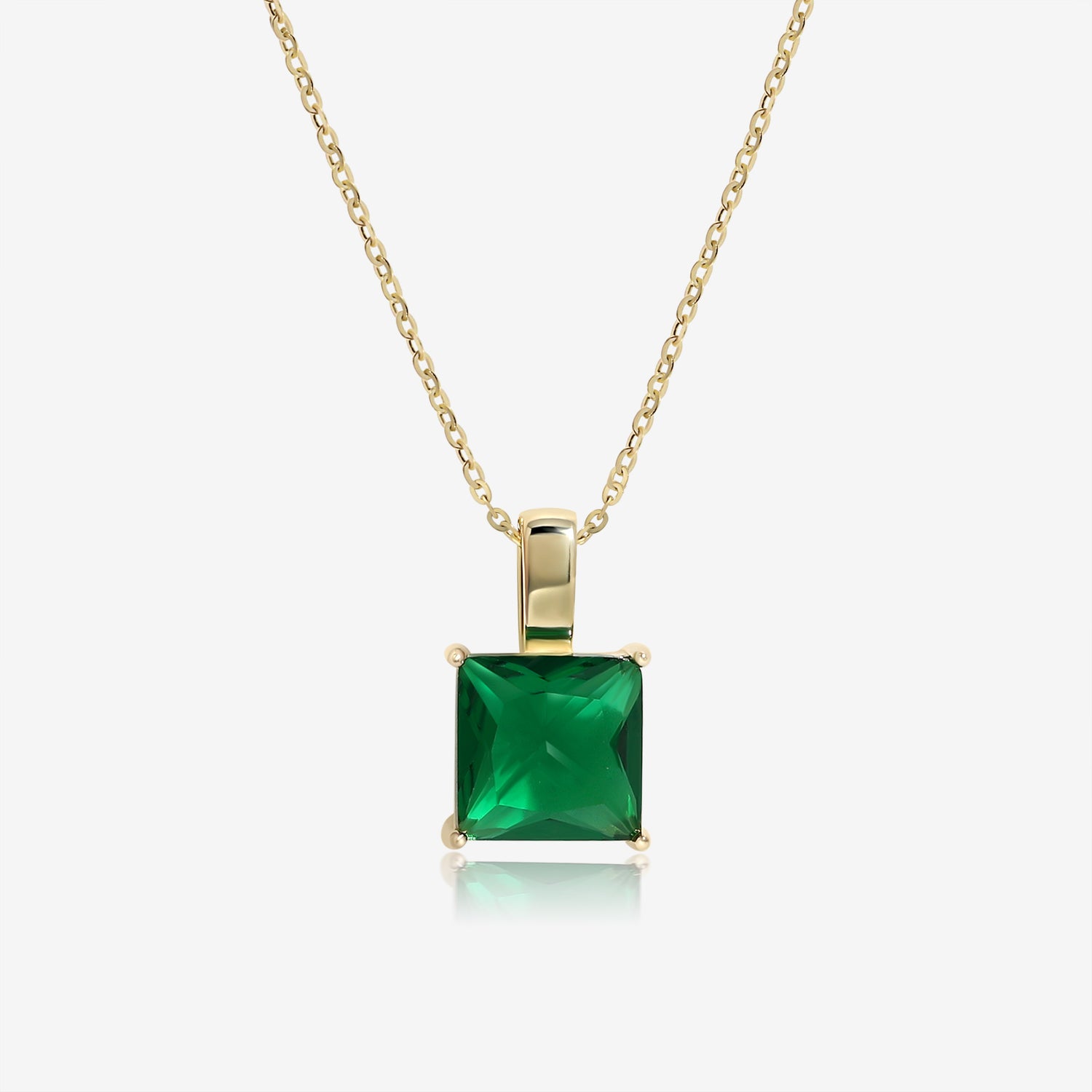 Simple Square Emerald Necklace
