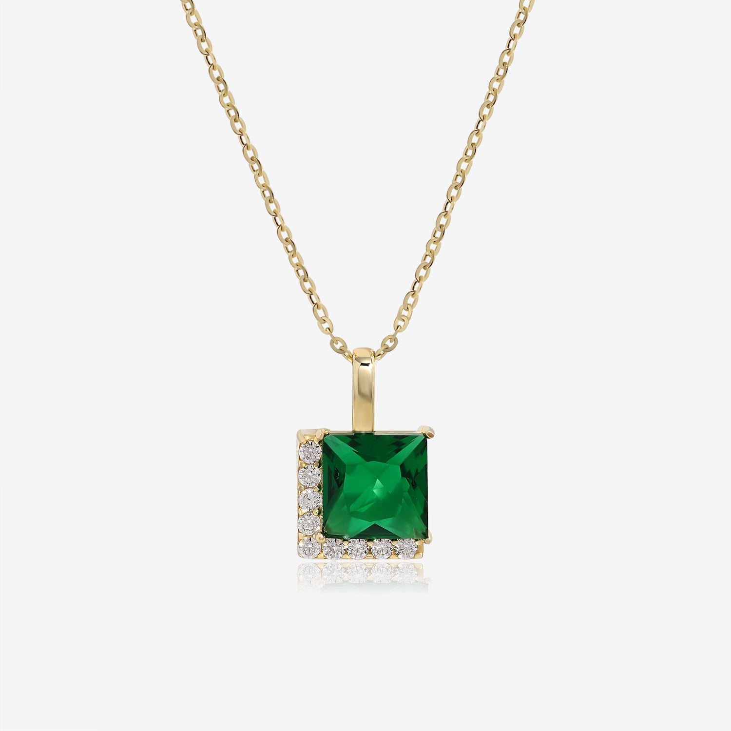 Chic Square Emerald Necklace