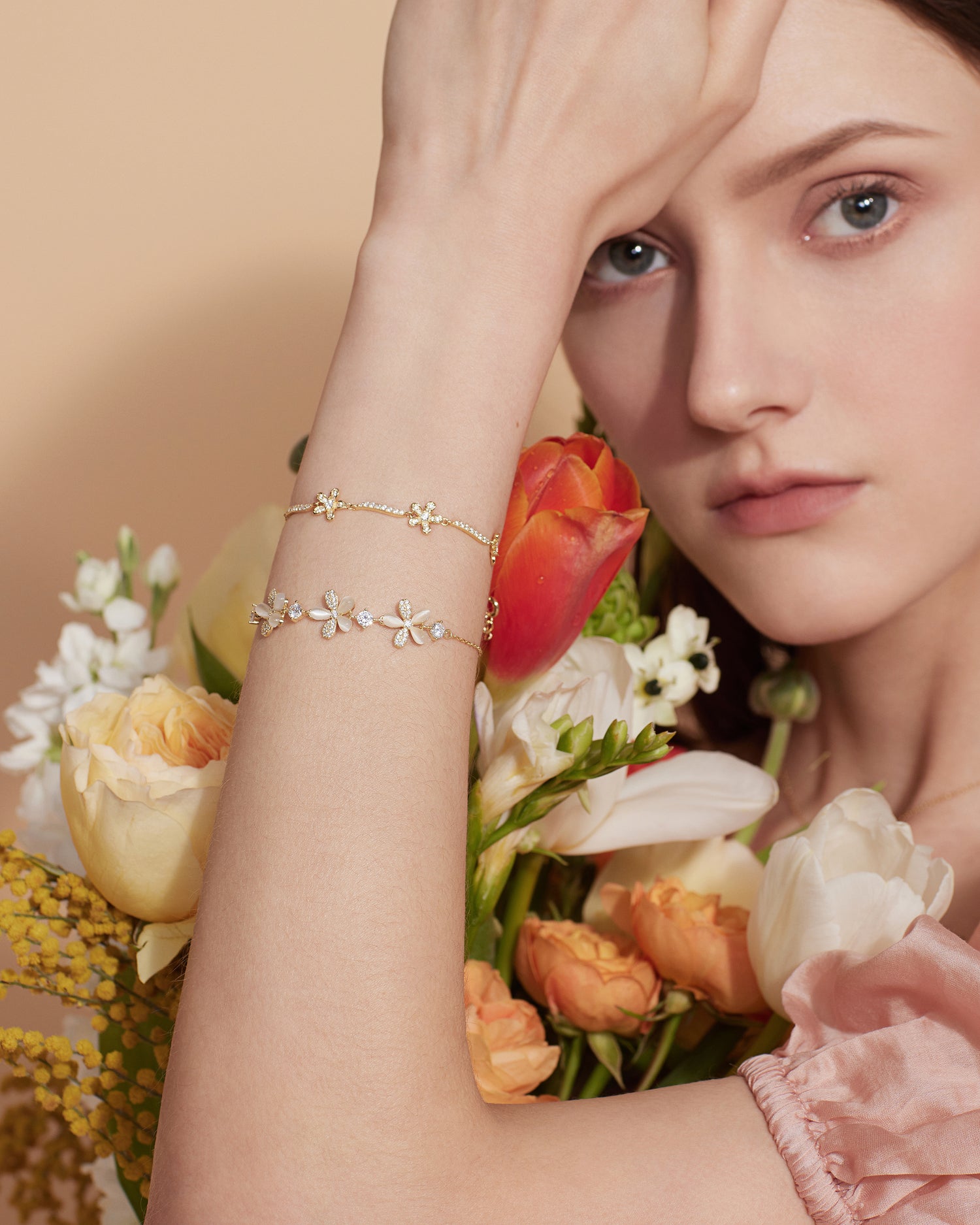 Cat's Eye Floral Bracelet