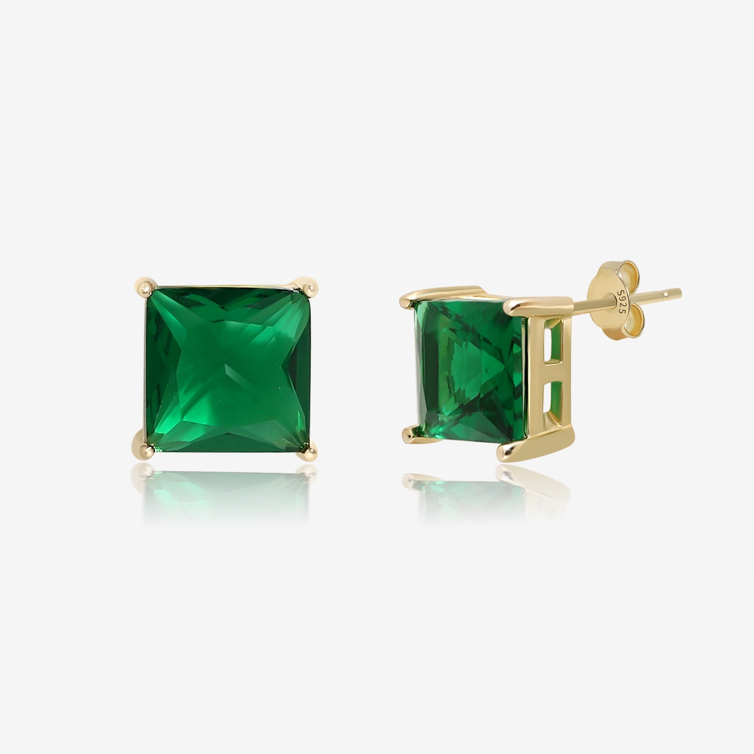 Simple Square Emerald Earrings