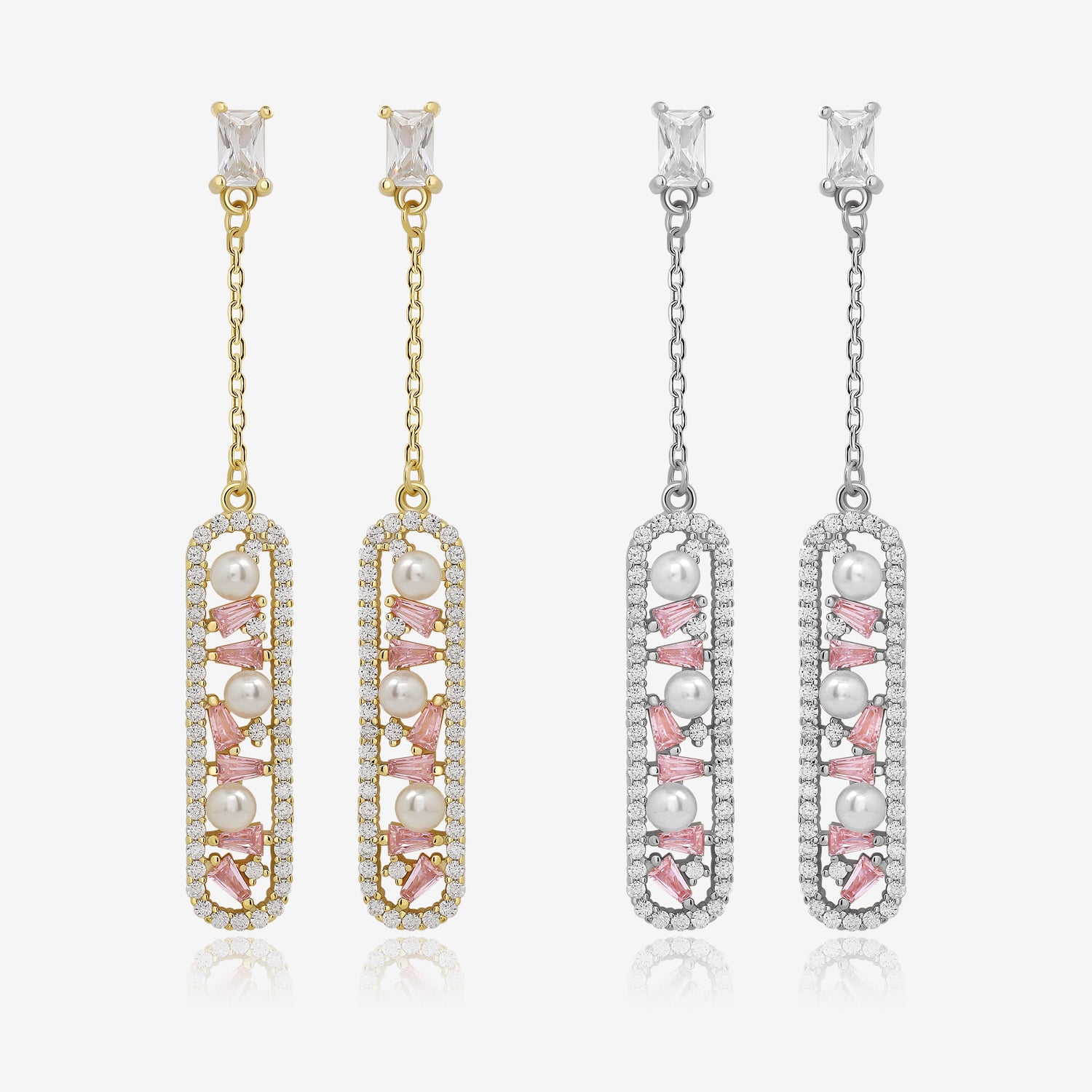 Pearl Pink Gems Earrings