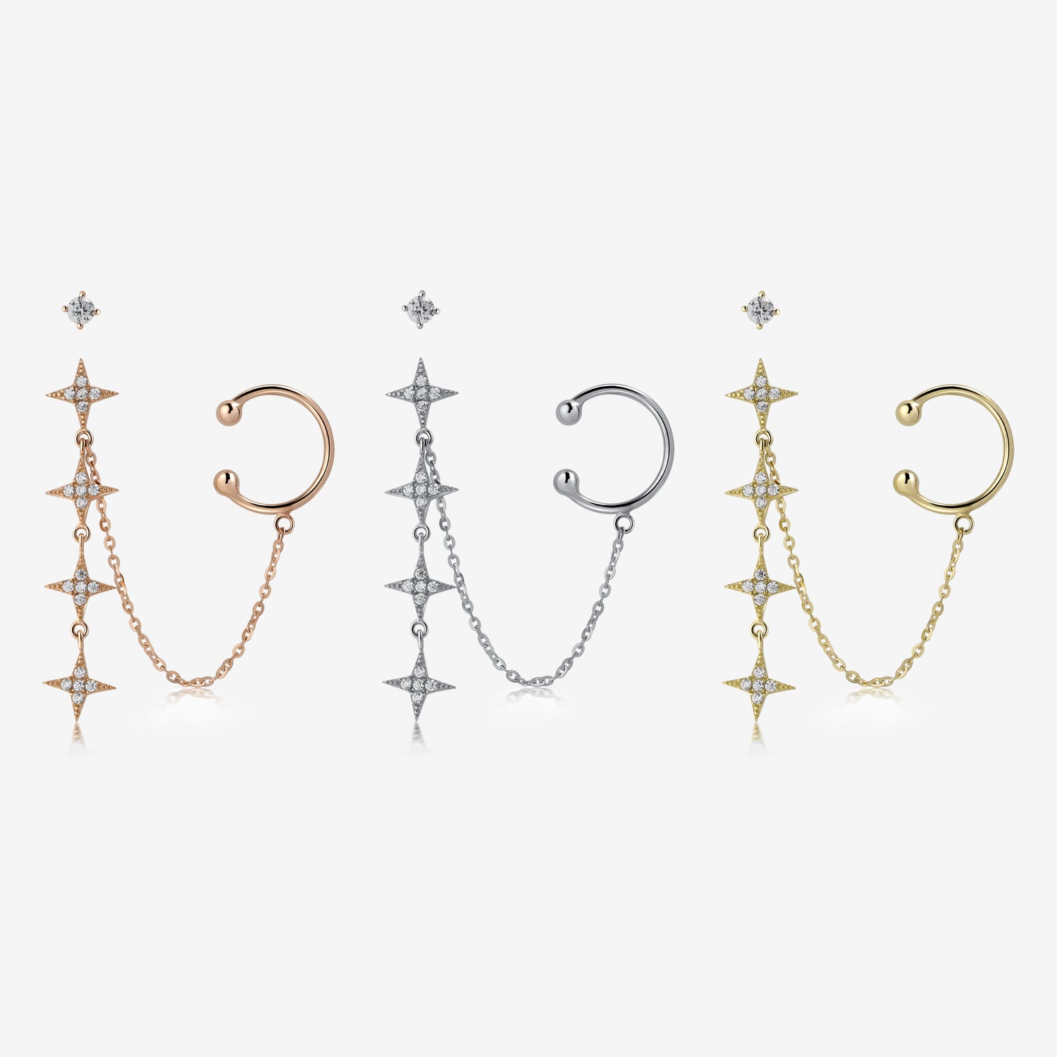 Star Ear Cuff Dangle Earrings