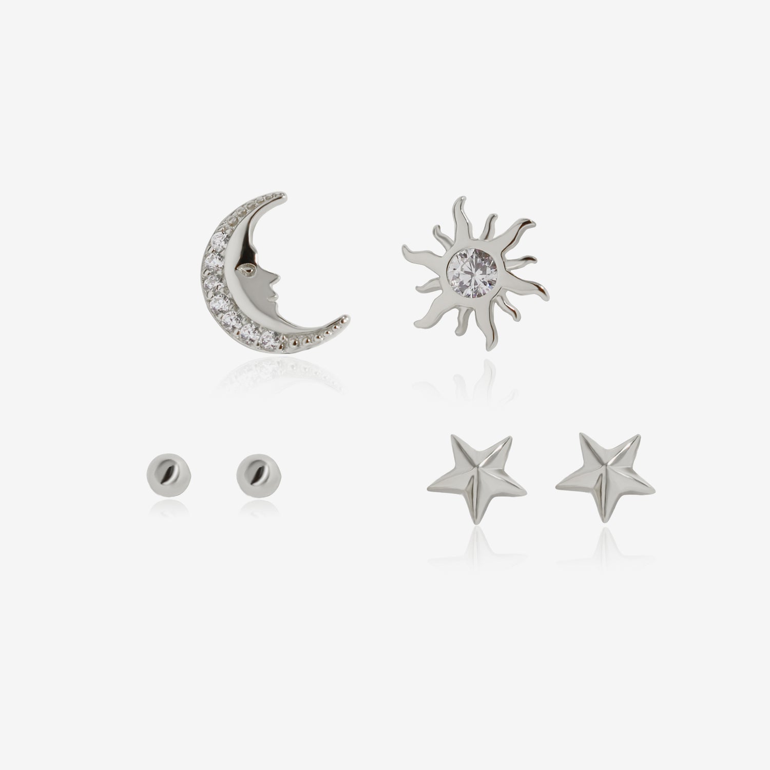 Smiling Moon Sun Star Earring Set