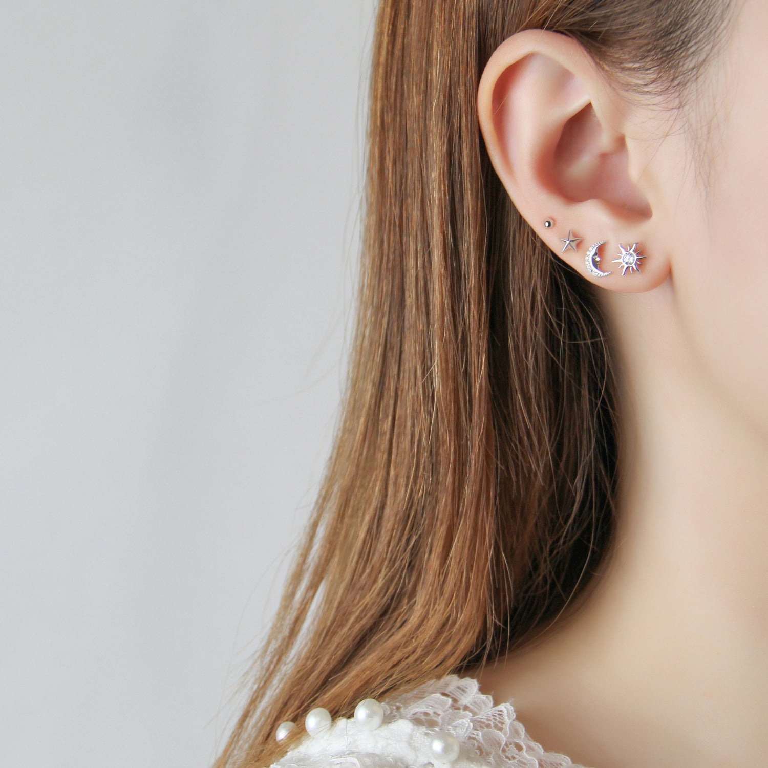 Smiling Moon Sun Star Earring Set