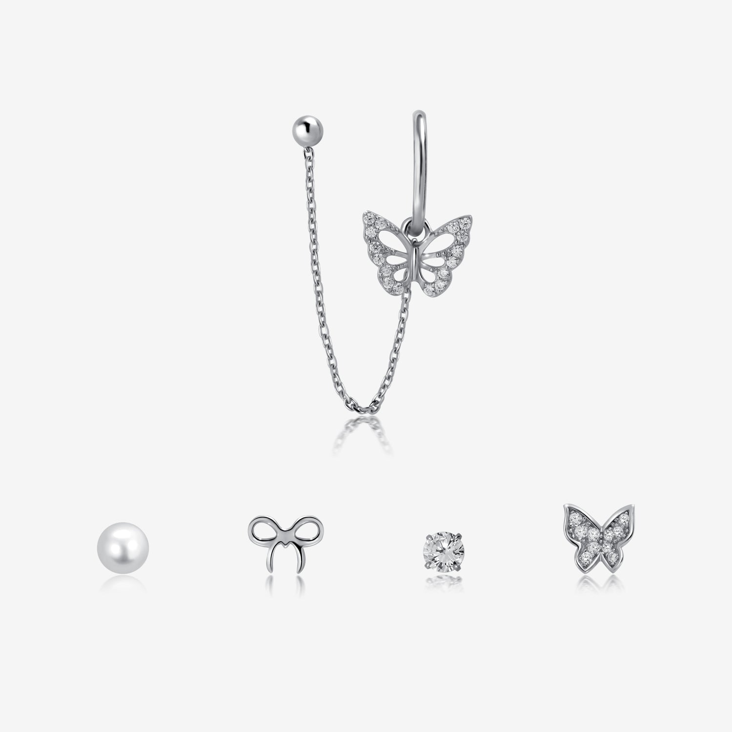 Butterfly Ear Chain Earring Set
