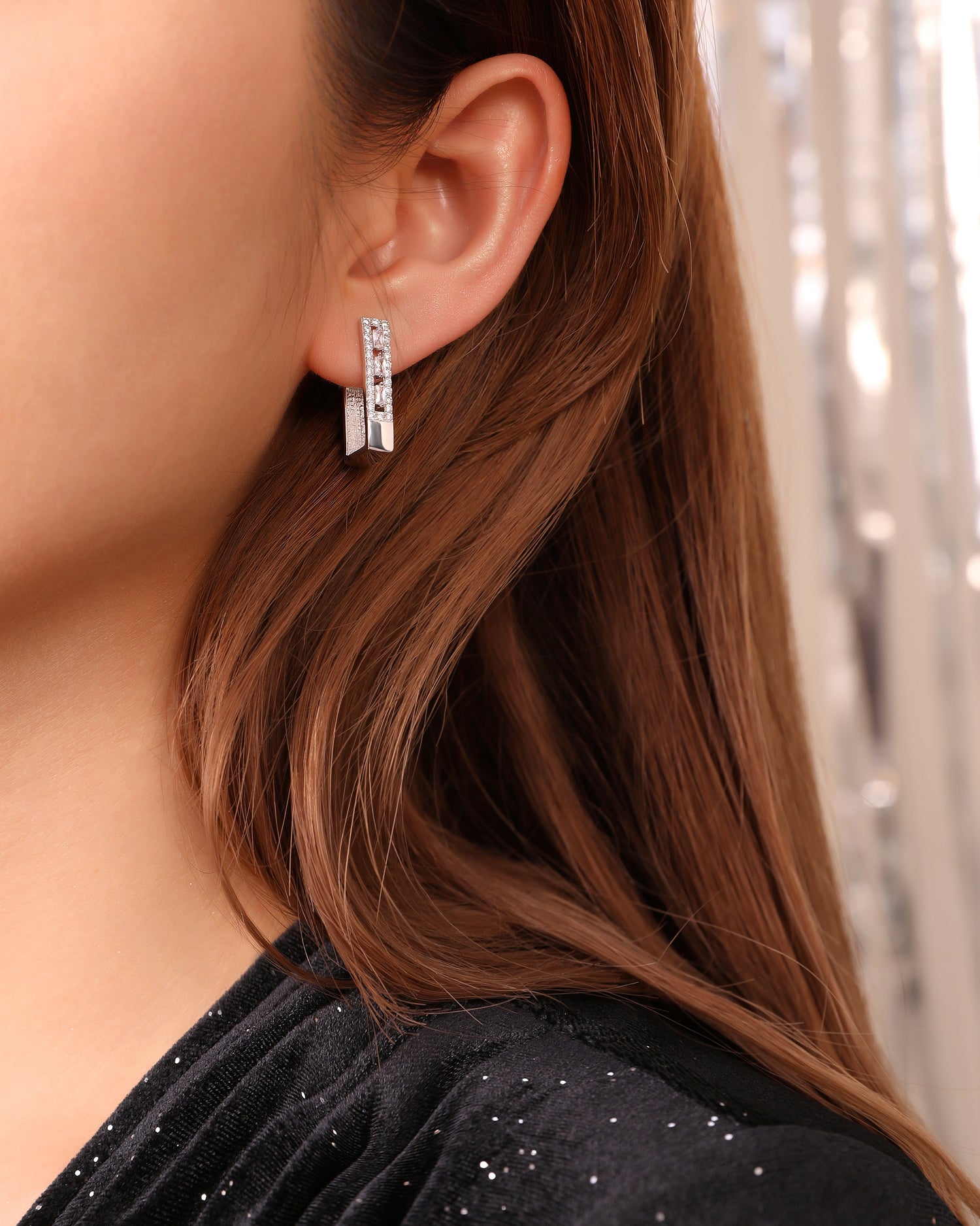 Elegant Block Diamond Earrings