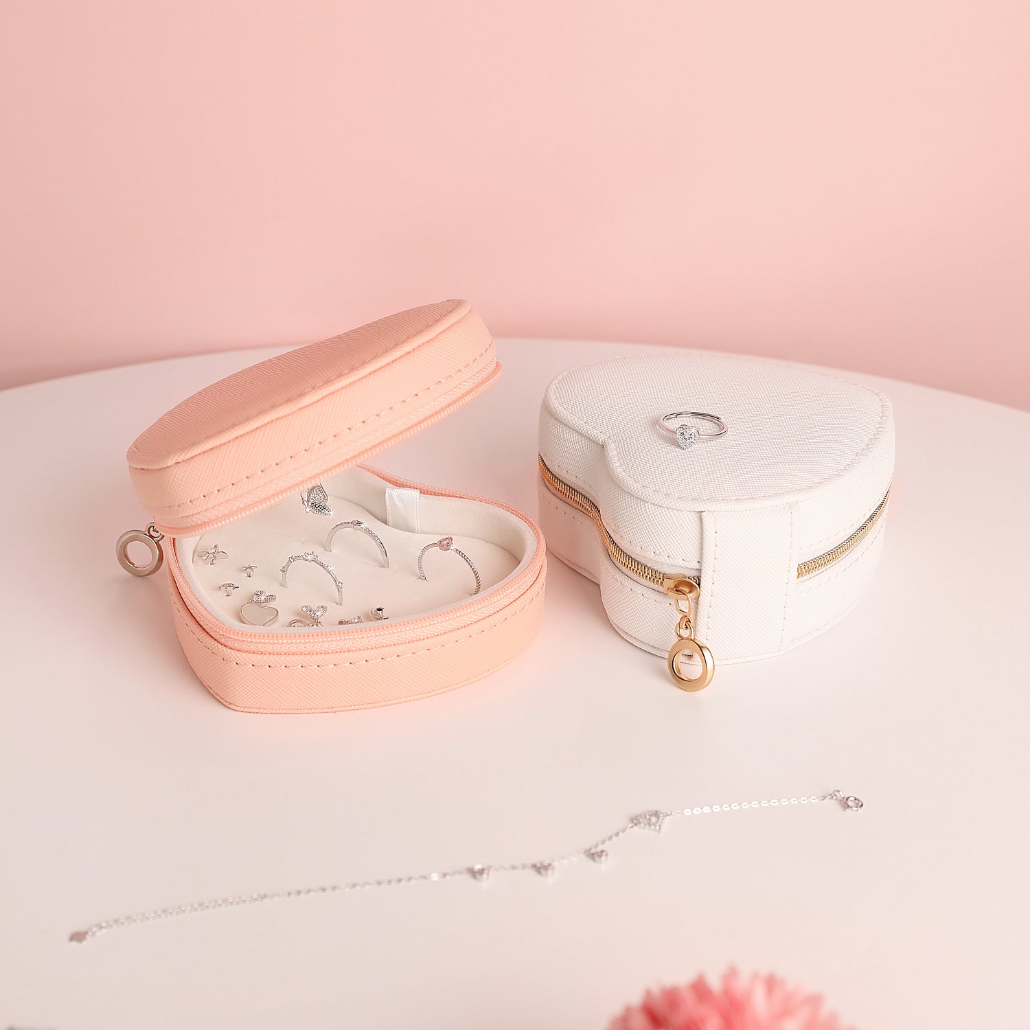 Heart Shape Travel Jewelry Box