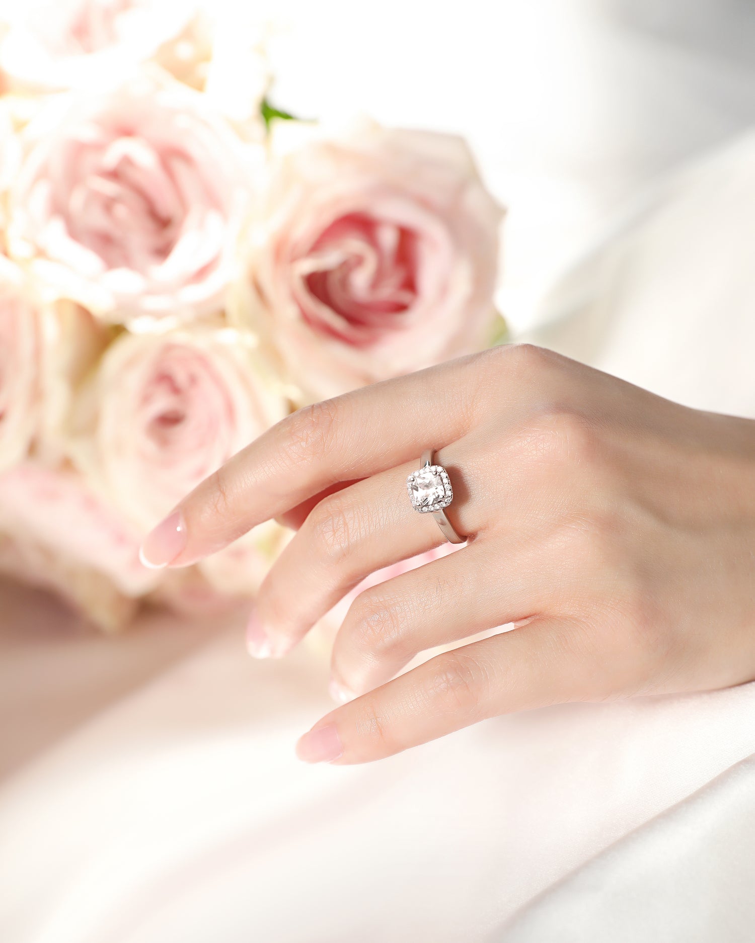 Classic Halo Cushion Engagement Ring