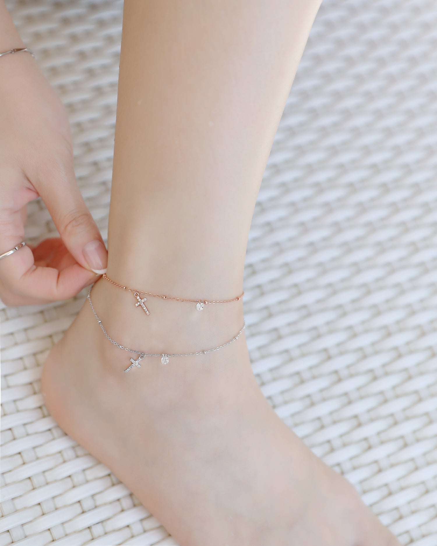Diamond Cross Anklet