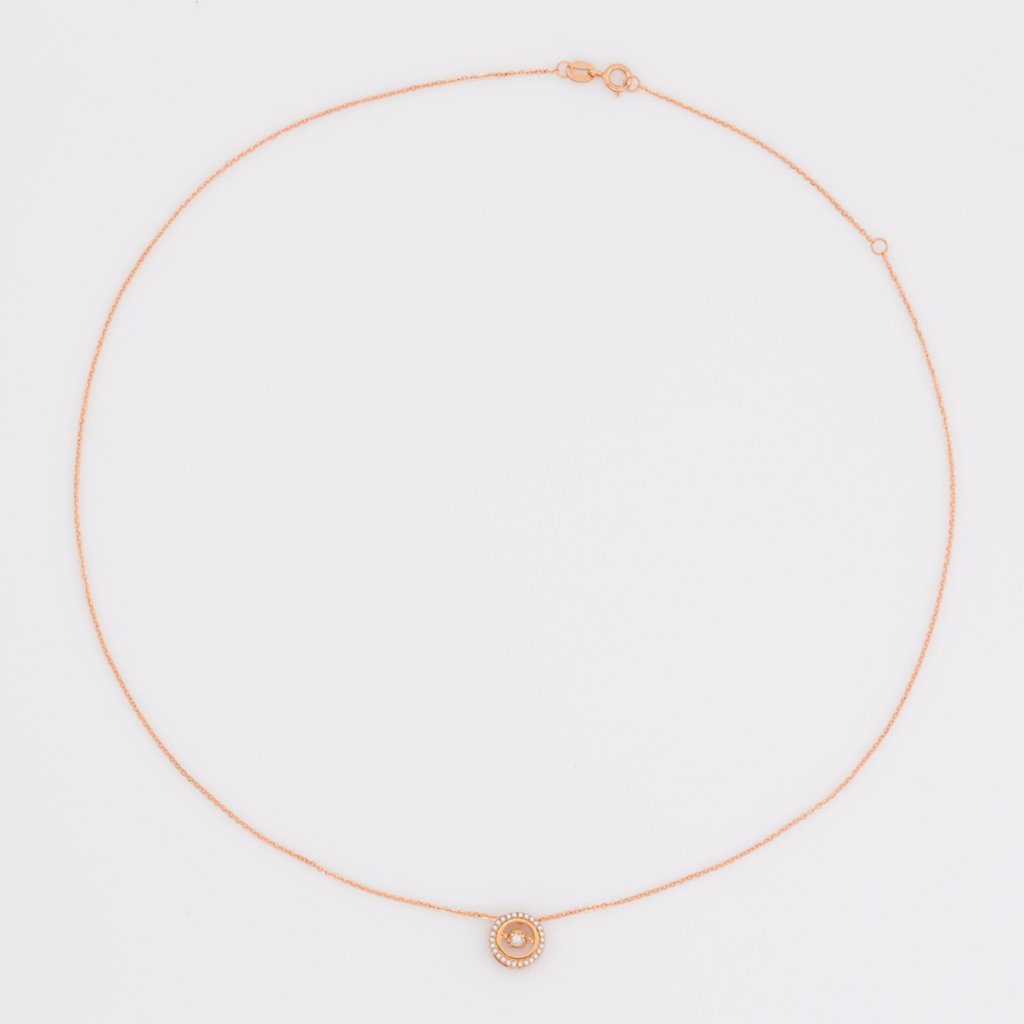 18K Rose Gold Circle Motion Necklace