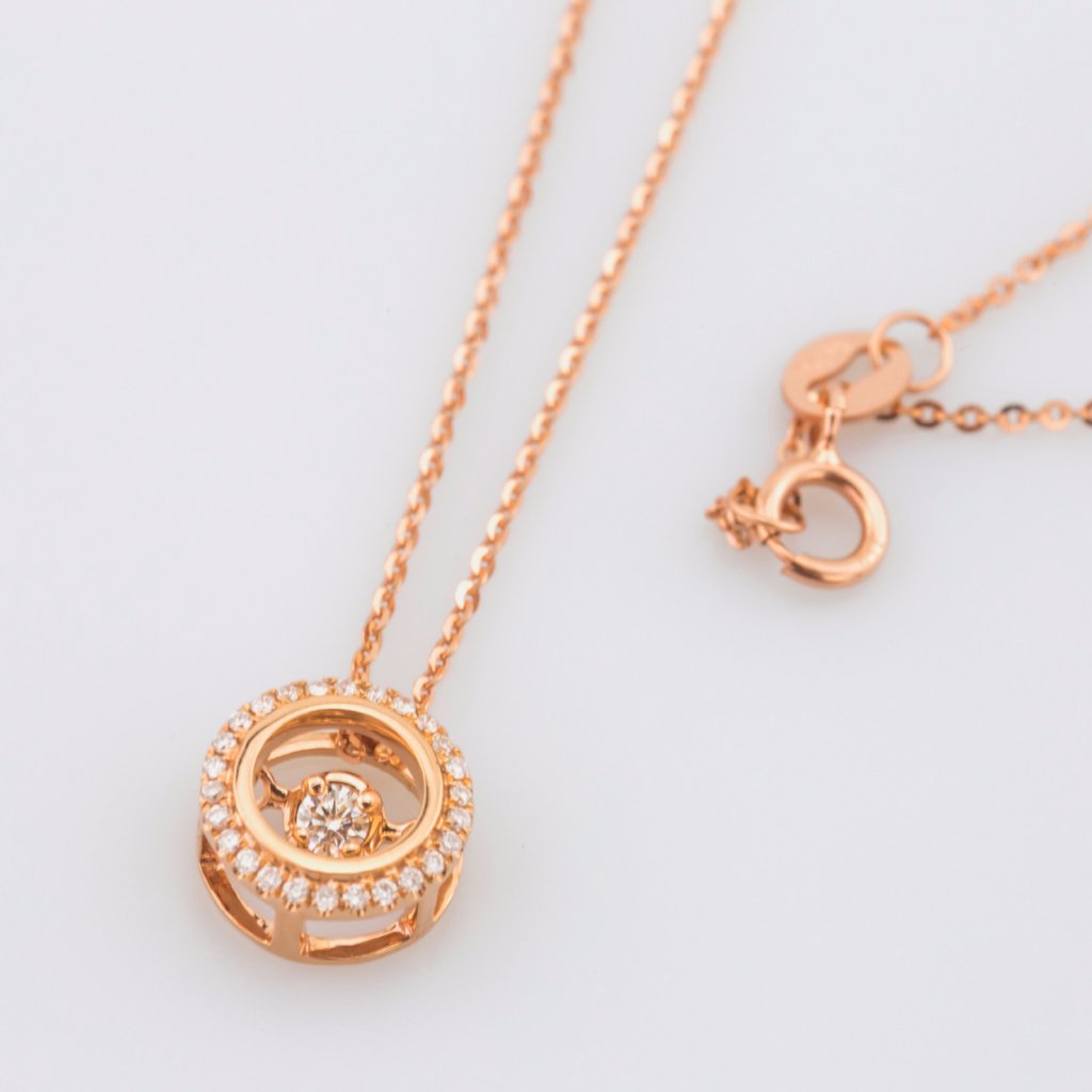 18K Rose Gold Circle Motion Necklace
