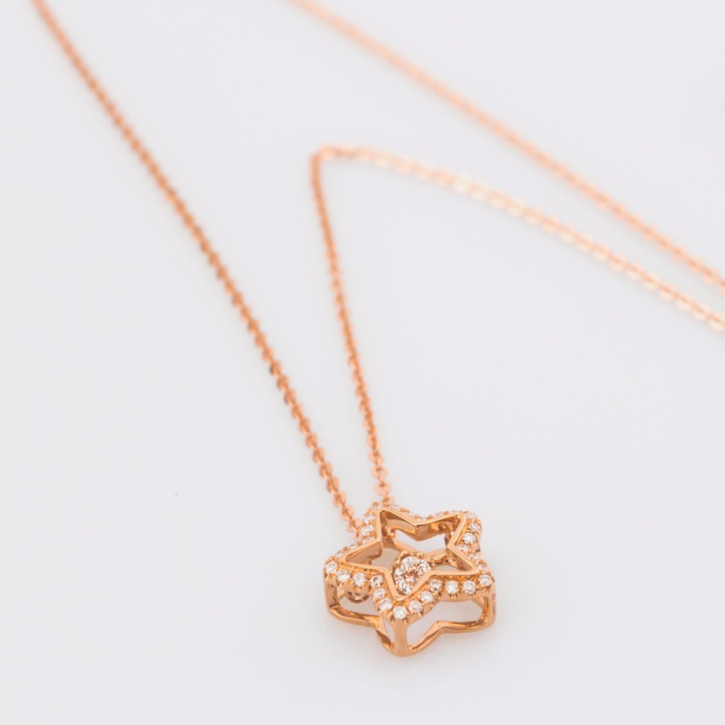 18K Rose Gold Star Motion Necklace