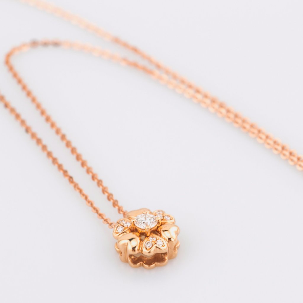 18K Rose Gold Flower Pendant