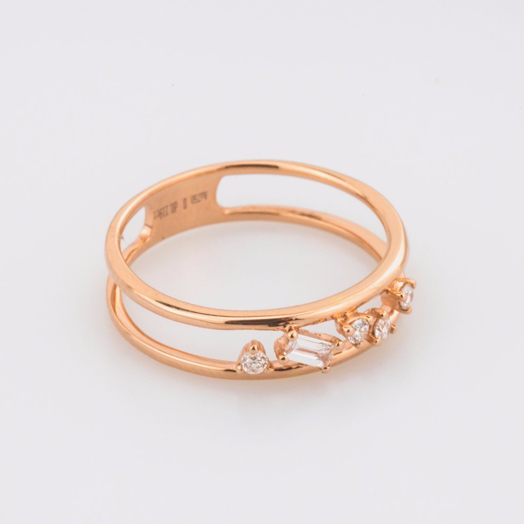 18K Rose Gold Baguette Cut Diamond Ring