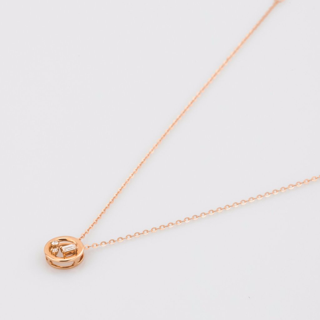 18K Rose Gold Baguette Cut Diamond Necklace