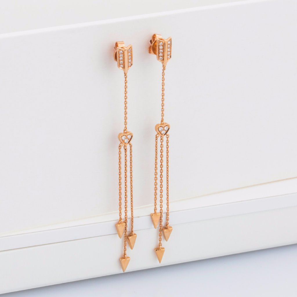 18K Rose Gold Cupid Arrows Earrings