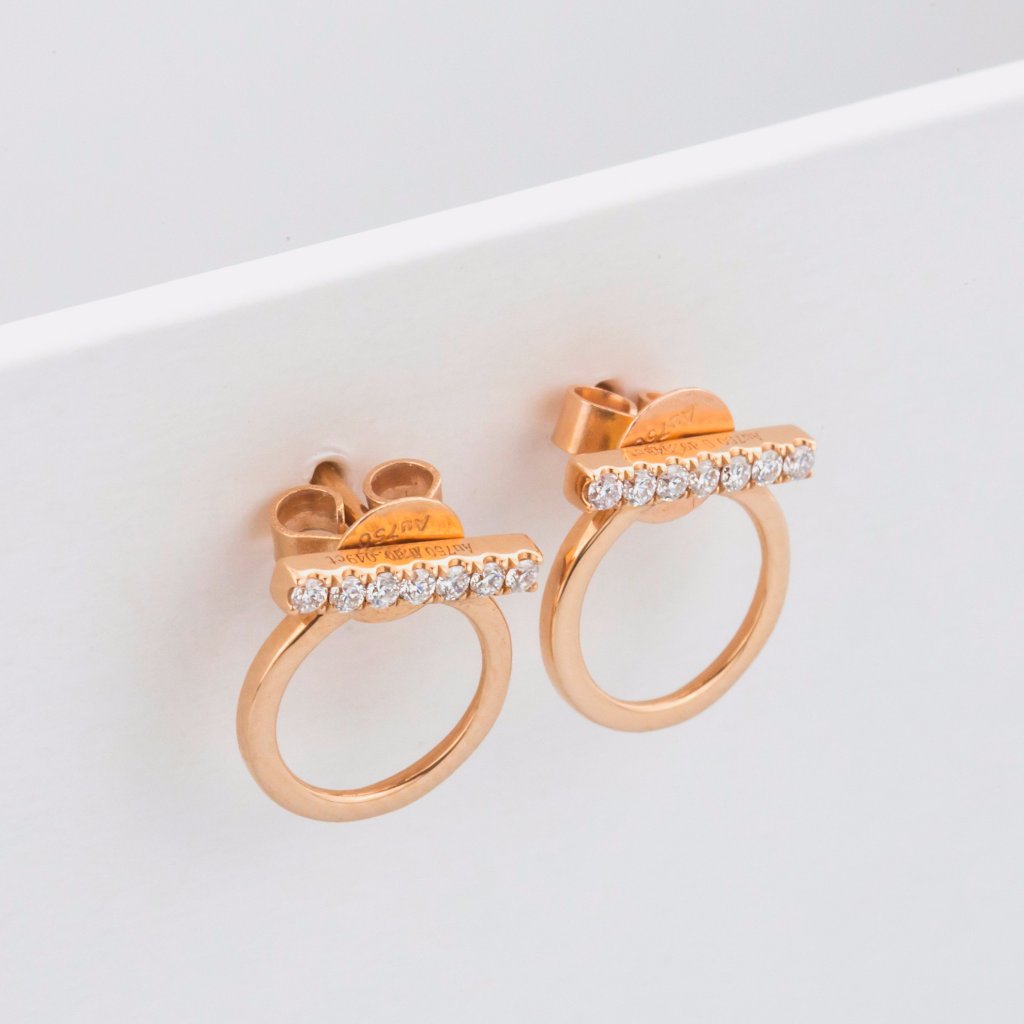 18K Rose Gold Beautiful Edgy Earrings