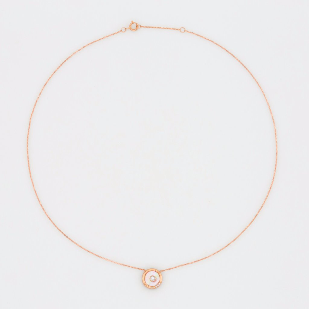18K Rose Gold Colored Seashell Circle Necklace