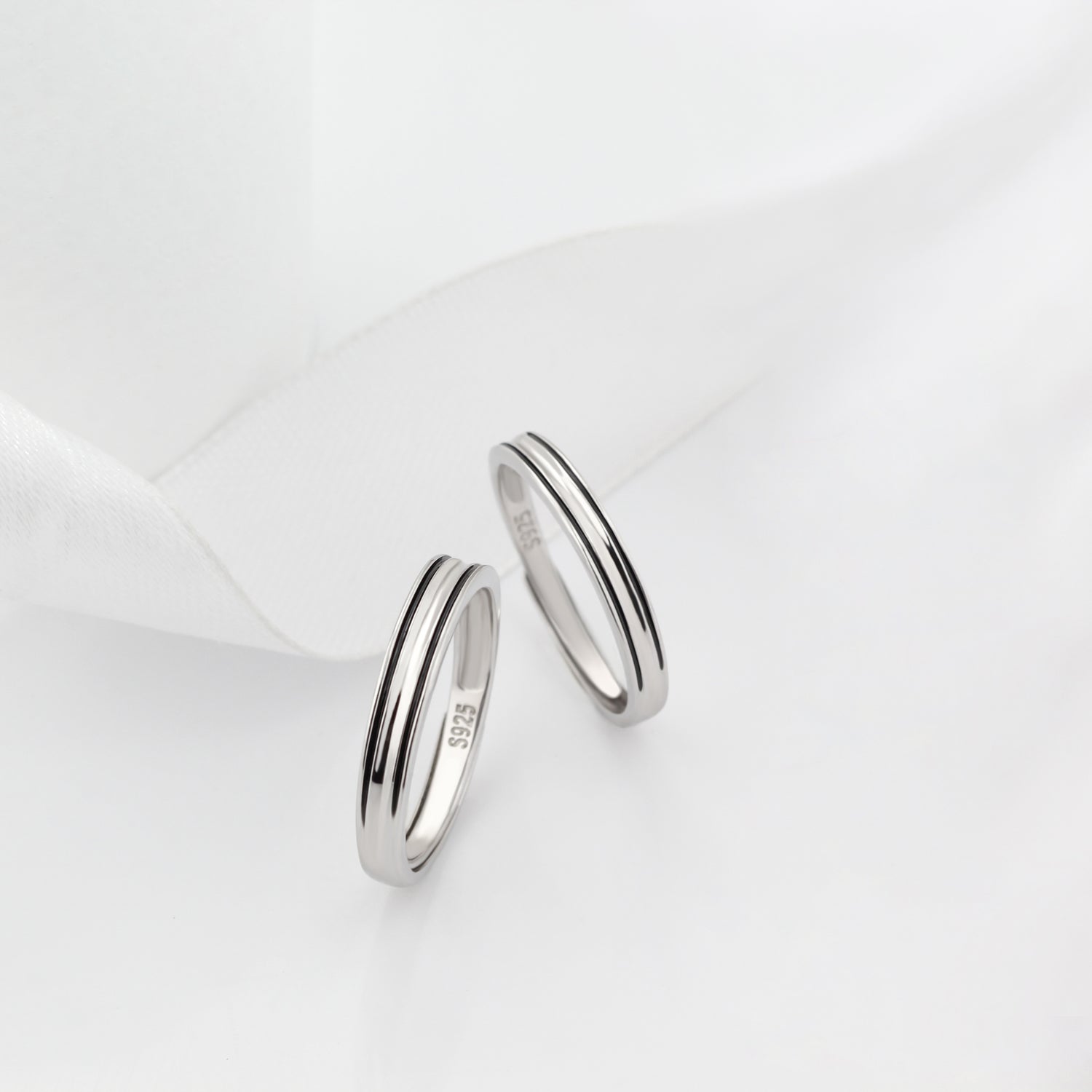 Black Lines Couples' Rings