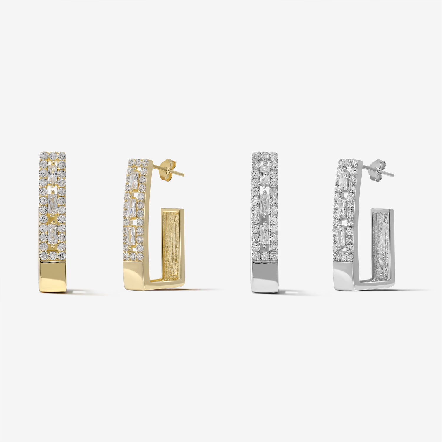 Elegant Block Diamond Earrings